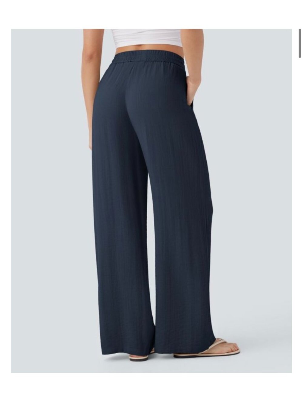 Black HALARA High-Waisted Linen Pants - Picture 2 of 4